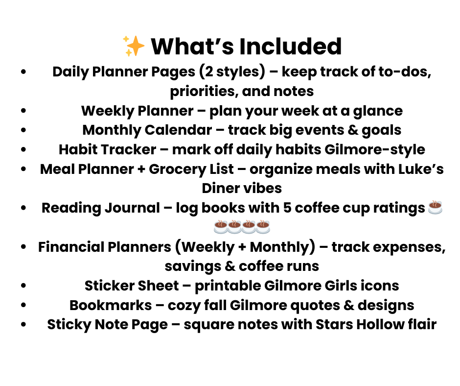GG Girls Digital Planner, Small Town Cozy Vibes Planner Set with extrras