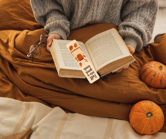 🍂 Fall Book Lover Bookmark Set – 4 Laminated High-Quality Bookmarks (6” x 2”)