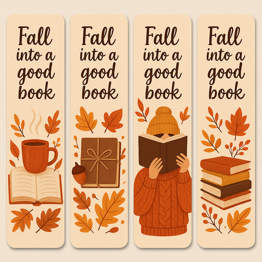 🍂 Fall Book Lover Bookmark Set – 4 Laminated High-Quality Bookmarks (6” x 2”)