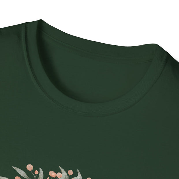 Floral Turtle Unisex Softstyle T-Shirt - Nature-Inspired Graphic Tee for Eco-Lovers