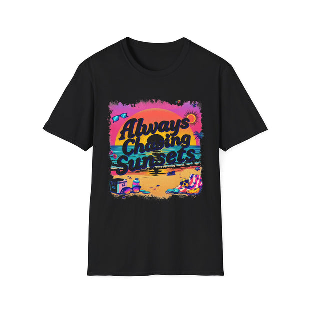 Always Chasing Sunsets Unisex Softstyle T-Shirt - Perfect for Beach Lovers & Summer Vibes