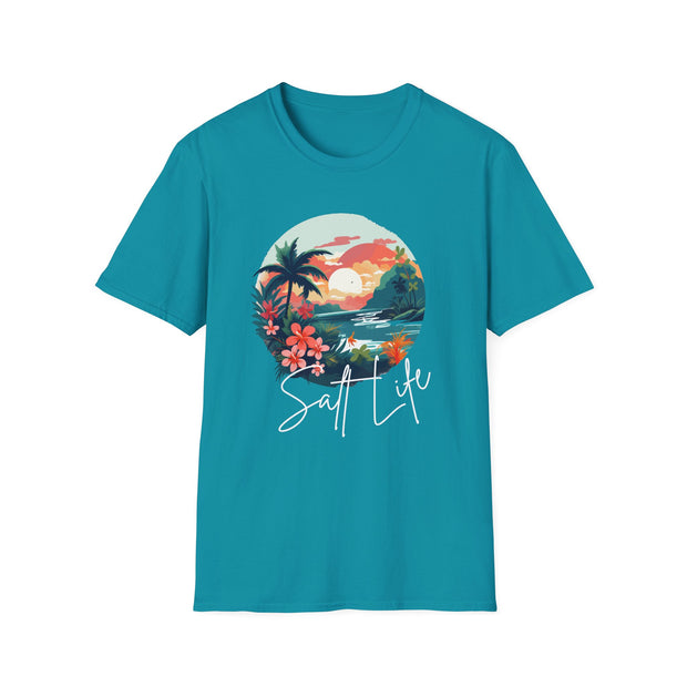 Tropical Sunset Unisex Softstyle T-Shirt - Perfect for Beach Lovers