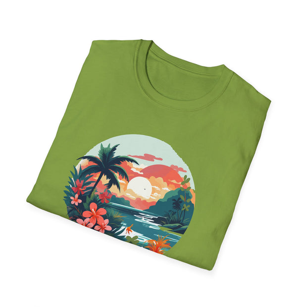 Tropical Sunset Unisex Softstyle T-Shirt - Perfect for Beach Lovers