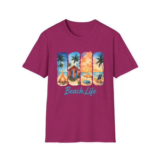 Beach Life Unisex Softstyle T-Shirt – Perfect for Summer Vibes and Coastal Adventures