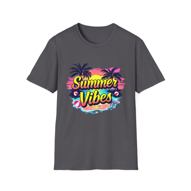 Summer Vibes Unisex T-Shirt - Beach Palm Trees Design