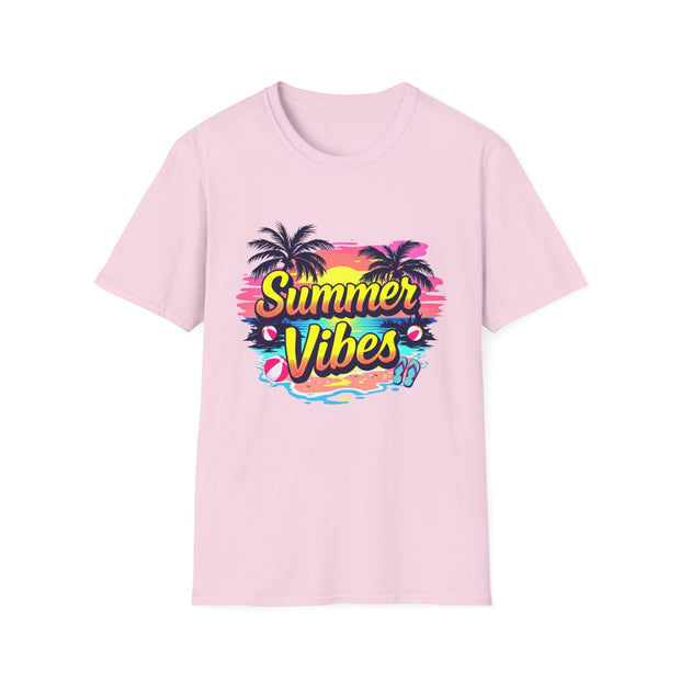 Summer Vibes Unisex T-Shirt - Beach Palm Trees Design