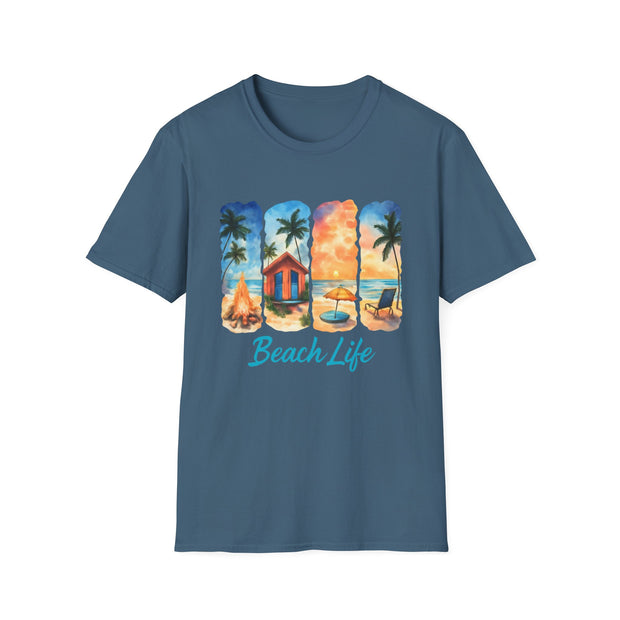 Beach Life Unisex Softstyle T-Shirt – Perfect for Summer Vibes and Coastal Adventures