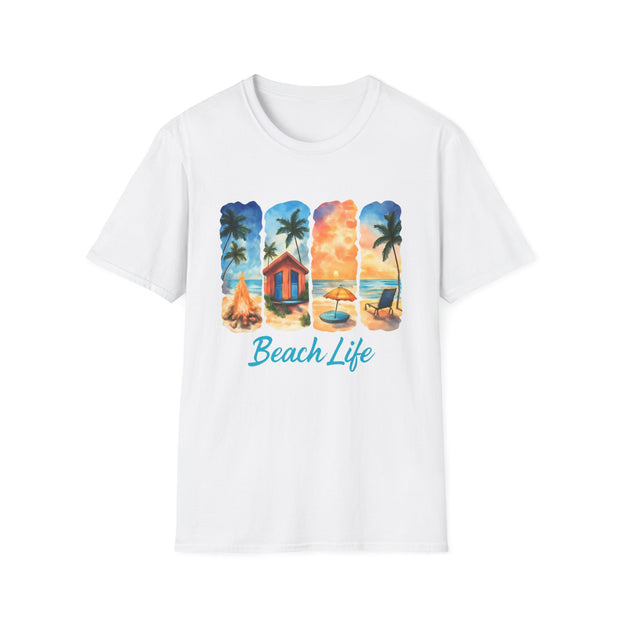 Beach Life Unisex Softstyle T-Shirt – Perfect for Summer Vibes and Coastal Adventures