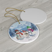 Ceramic Ornament, Snowman Family Personalized Christmas Tree Decoration, Holiday Gift, Xmas Decor, Festive Ornament, Winter Home Decor