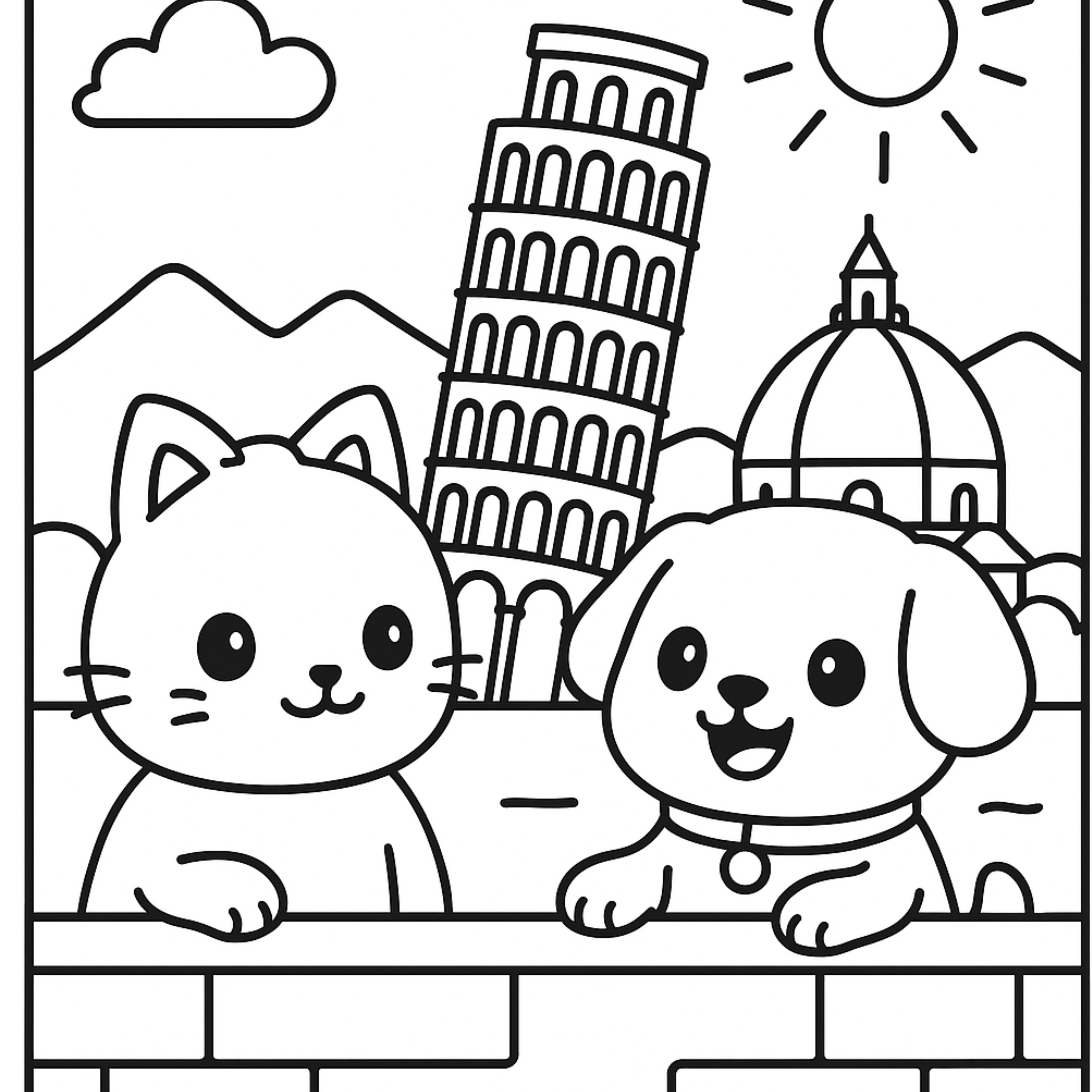 Casey and Jack, The cat and dog visit the Leaning Tower of Pisa