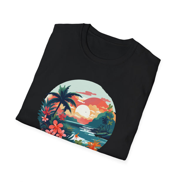 Tropical Sunset Unisex Softstyle T-Shirt - Perfect for Beach Lovers