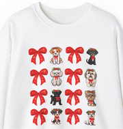 Christmas Bows and Dogs Unisex Sweatshirt, Holiday Crewneck Jumper, Festive Puppy Pullover, Cute Winter Sweater, Xmas Bowtie Pet Top