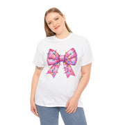 Christmas Bow Tee Shirt, Holiday Lights Design, Festive Cotton Tshirt, Xmas Gift, Cute Pink Tee, Unisex Top, Christmas Apparel, Holiday