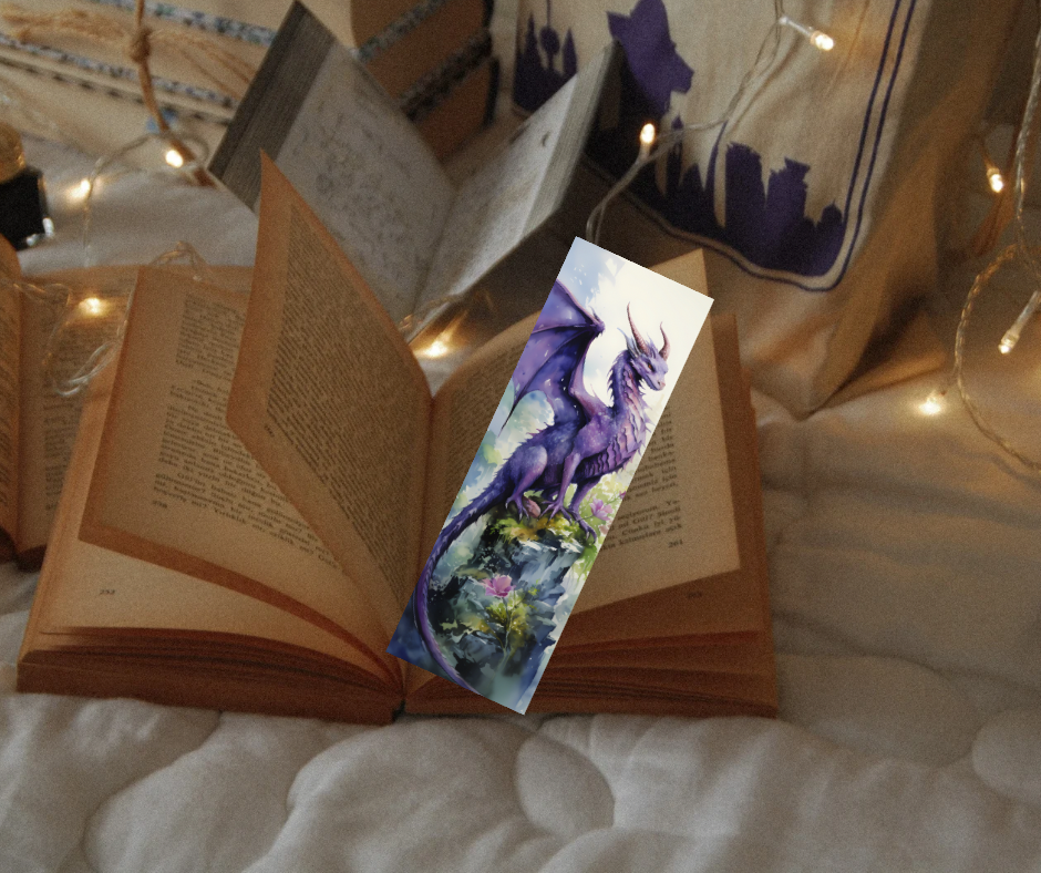 Watercolor Dragon Bookmark set Green theme