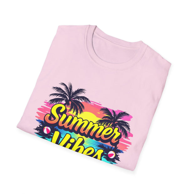 Summer Vibes Unisex T-Shirt - Beach Palm Trees Design