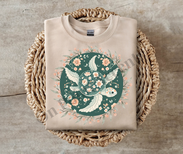 Floral Turtle Fille/ Digital File/ DTF File/ Sublimation File