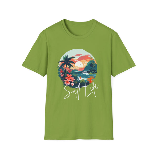 Tropical Sunset Unisex Softstyle T-Shirt - Perfect for Beach Lovers