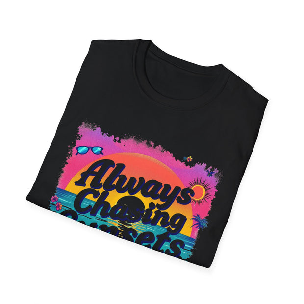 Always Chasing Sunsets Unisex Softstyle T-Shirt - Perfect for Beach Lovers & Summer Vibes