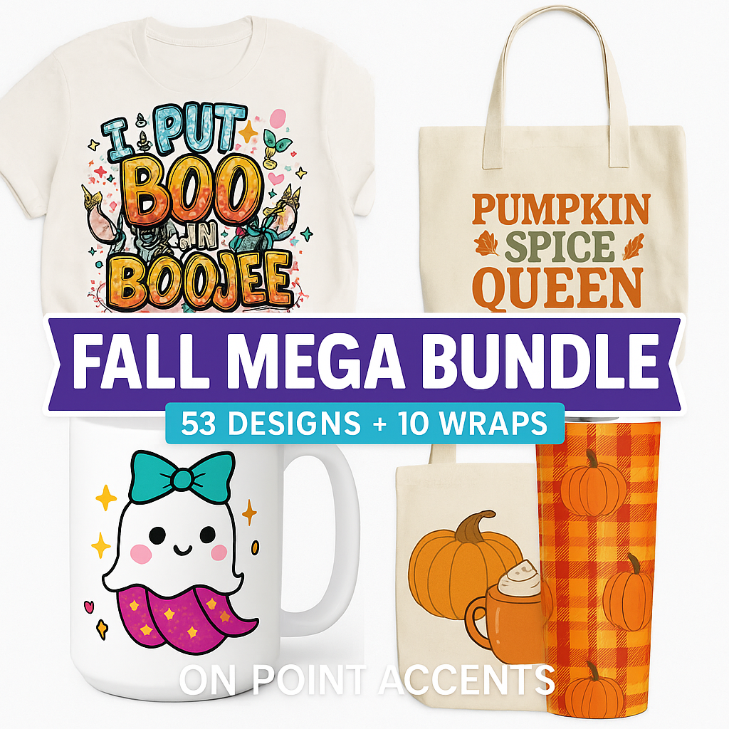 🍂 Fall Mega Bundle | 43 Autumn Shirt Designs + 10 Bonus Wraps & Decals | Halloween, Thanksgiving & Cozy Fall Graphics