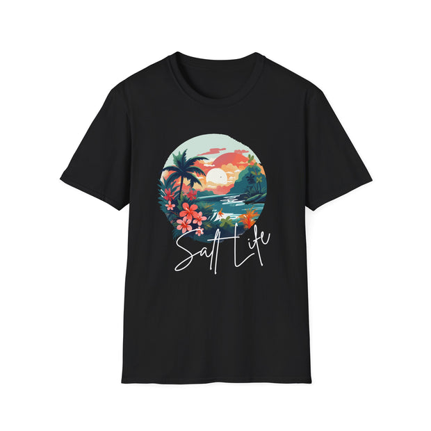 Tropical Sunset Unisex Softstyle T-Shirt - Perfect for Beach Lovers