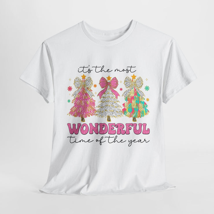 Christmas Trees Unisex Heavy Cotton Tee - Most Wonderful Time of The Year Shirt, Adorable Xmas Design, Holiday Gift Ideas, Festive Apparel,