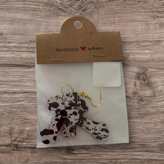 Cow Print Cross Earrings