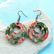 Preppy Floral Wooden Earrings | 1.5” Sublimated Ink Lightweight Dangles | Handmade Boho Jewelry