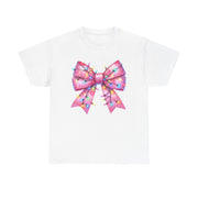 Christmas Bow Tee Shirt, Holiday Lights Design, Festive Cotton Tshirt, Xmas Gift, Cute Pink Tee, Unisex Top, Christmas Apparel, Holiday