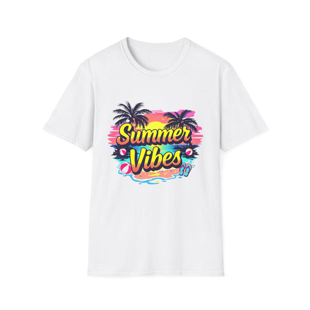 Summer Vibes Unisex T-Shirt - Beach Palm Trees Design