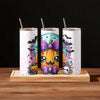Kawaii Pumpkin Halloween Tumbler – Cute Fall Cup with Purple Bows & Straw (20oz Skinny