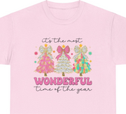 Christmas Trees Unisex Heavy Cotton Tee - Most Wonderful Time of The Year Shirt, Adorable Xmas Design, Holiday Gift Ideas, Festive Apparel,