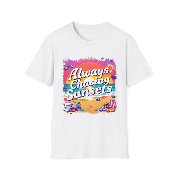 Always Chasing Sunsets Unisex Softstyle T-Shirt - Perfect for Beach Lovers & Summer Vibes