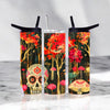 20oz Stainless Steel Skinny Tumblers – Vibrant Sugar Skull & Autumn Forest Designs | Frosted Tumbler Co