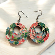 Preppy Floral Wooden Earrings | 1.5” Sublimated Ink Lightweight Dangles | Handmade Boho Jewelry