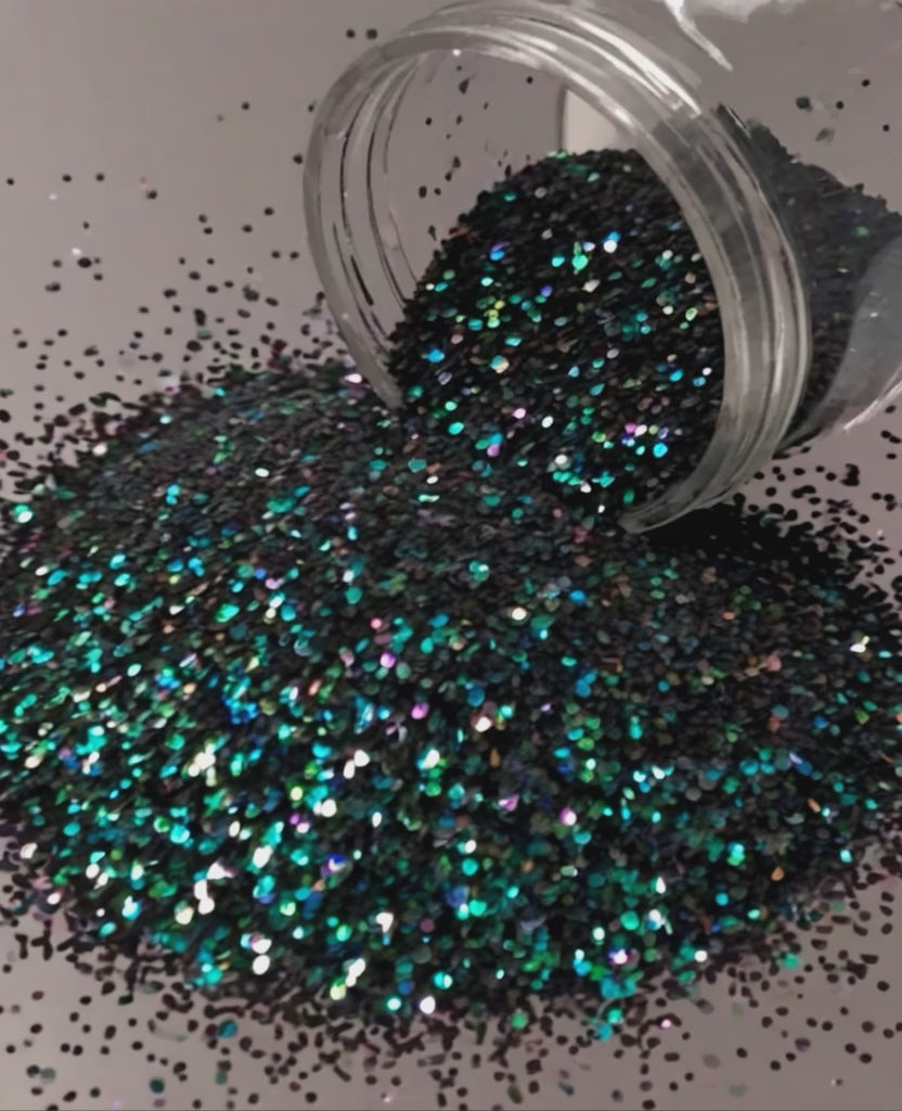 Midnight Passion – Exclusive Halloween Glitter Blend (Custom Black Holo Mix) for Tumblers, Resin, Slime & Crafts