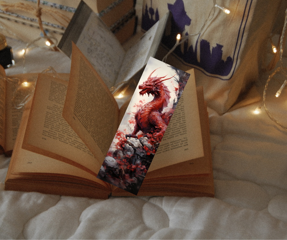 Watercolor Dragon Bookmarks Set of 4- pink theme