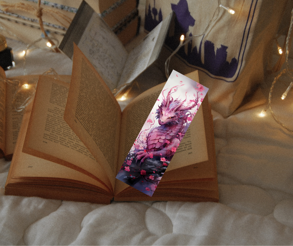 Watercolor Dragon Bookmarks Set of 4- pink theme